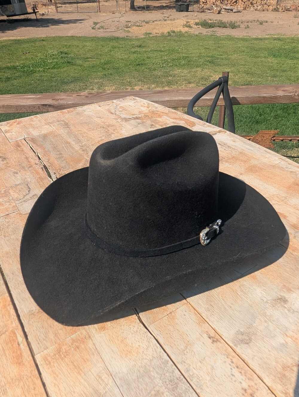 Vintage Black Wool Felt Cowboy Hat, Silverado 4X, Size 7&1/4